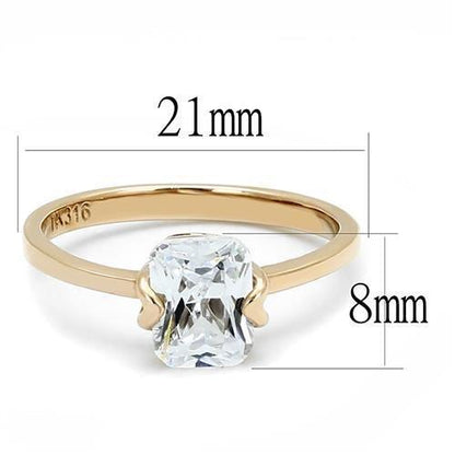 TK3179 - IP Rose Gold(Ion Plating) Stainless Steel Ring with AAA Grade CZ  in Clear
