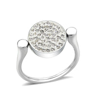 TK385404 - High polished (no plating) Stainless Steel Ring with Top Grade Crystal in Clear
