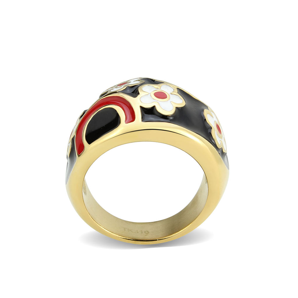 TK3880 - IP Gold(Ion Plating) Stainless Steel Ring with Epoxy in MultiColor