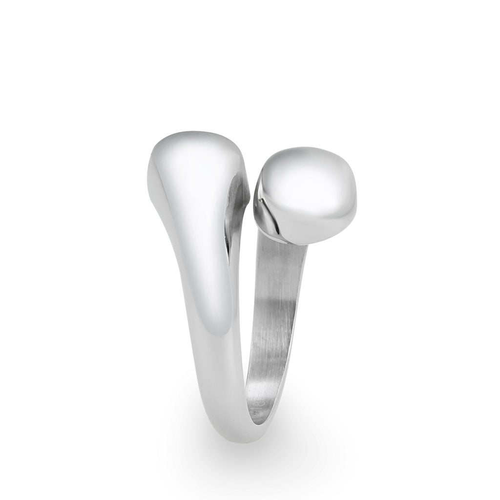 TK3883 - High polished (no plating) Stainless Steel Ring with Epoxy in Jet