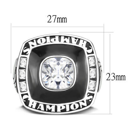 TK3944 - High polished (no plating) Stainless Steel Ring with AAA Grade CZ in Clear