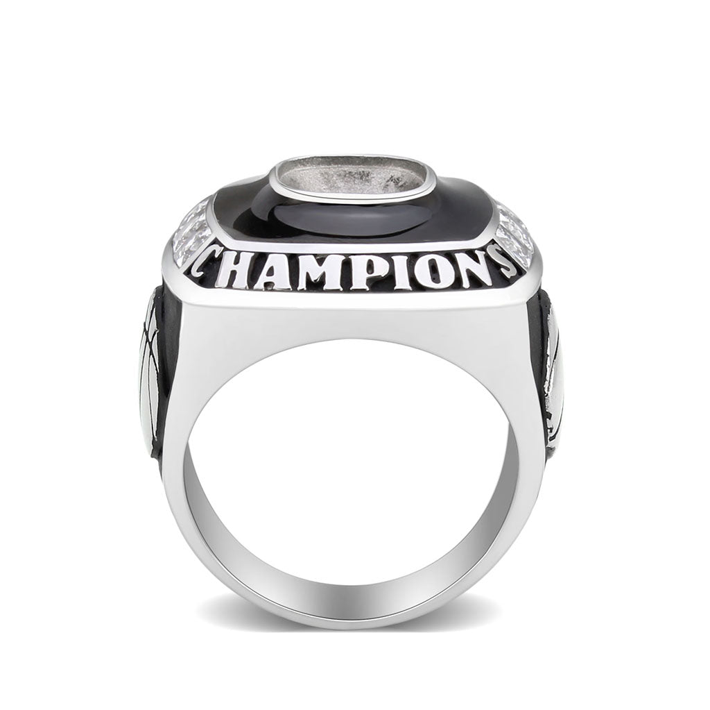 TK3944 - High polished (no plating) Stainless Steel Ring with AAA Grade CZ in Clear