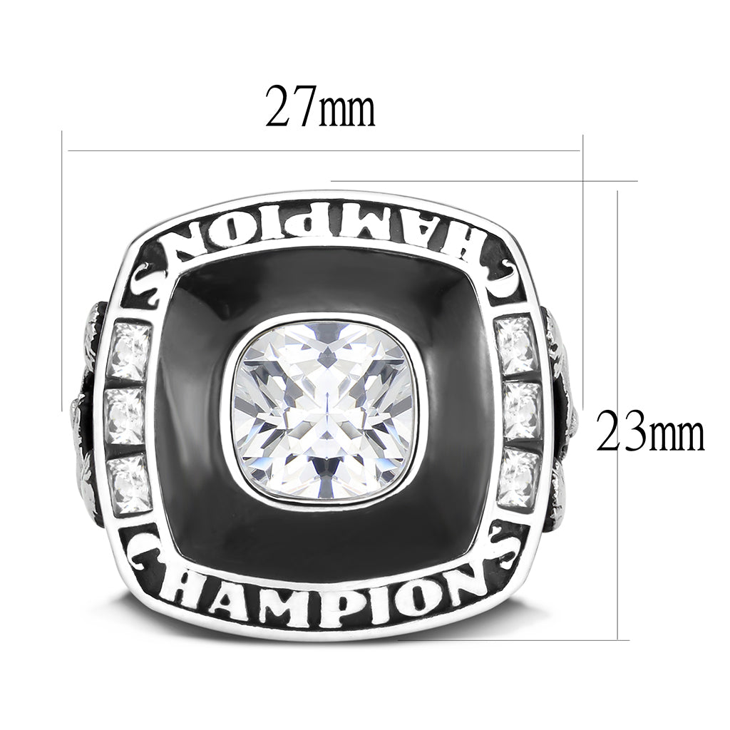 TK3946 - High polished (no plating) Stainless Steel Ring with AAA Grade CZ in Clear
