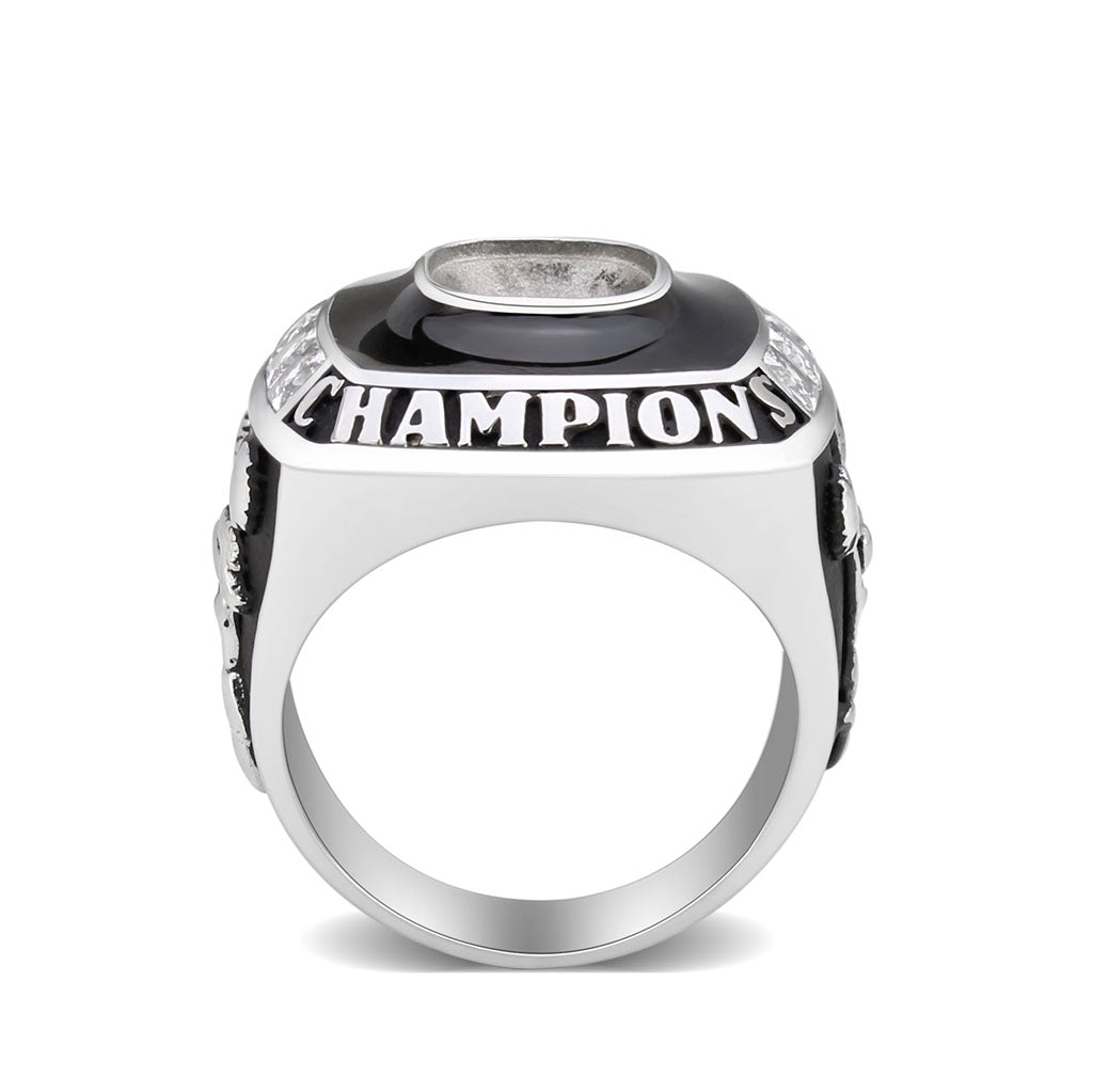 TK3946 - High polished (no plating) Stainless Steel Ring with AAA Grade CZ in Clear