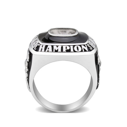 TK3946 - High polished (no plating) Stainless Steel Ring with AAA Grade CZ in Clear