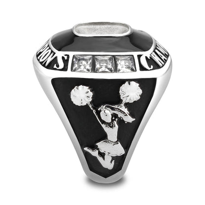 TK3946 - High polished (no plating) Stainless Steel Ring with AAA Grade CZ in Clear