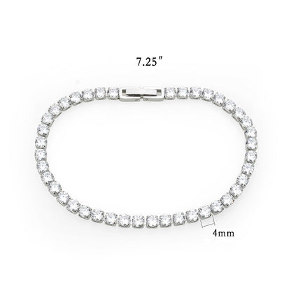 TK3947 - High polished (no plating) Stainless Steel Bracelet with AAA Grade CZ in Clear