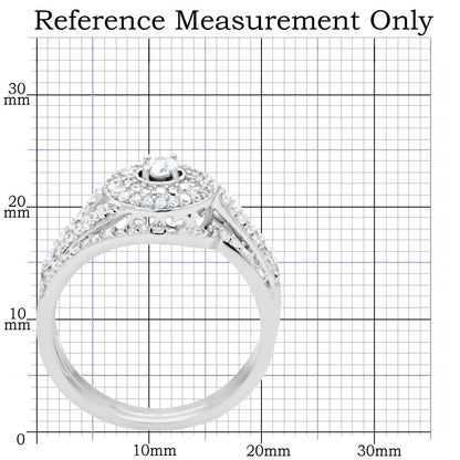 TS001 - Rhodium 925 Sterling Silver Ring with AAA Grade CZ  in Clear