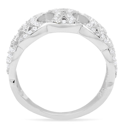 TS009 - Rhodium 925 Sterling Silver Ring with AAA Grade CZ  in Clear