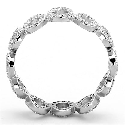 TS139 - Rhodium 925 Sterling Silver Ring with AAA Grade CZ  in Clear
