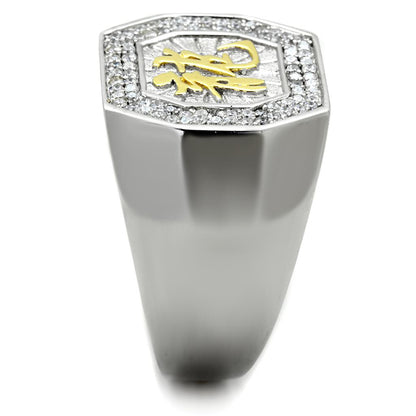 TS246 - Reverse Two-Tone 925 Sterling Silver Ring with AAA Grade CZ  in Clear