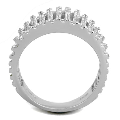 TS302 - Rhodium 925 Sterling Silver Ring with AAA Grade CZ  in Clear