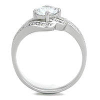 TS303 - Rhodium 925 Sterling Silver Ring with AAA Grade CZ  in Clear