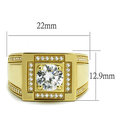 TS552 - Gold 925 Sterling Silver Ring with AAA Grade CZ  in Clear