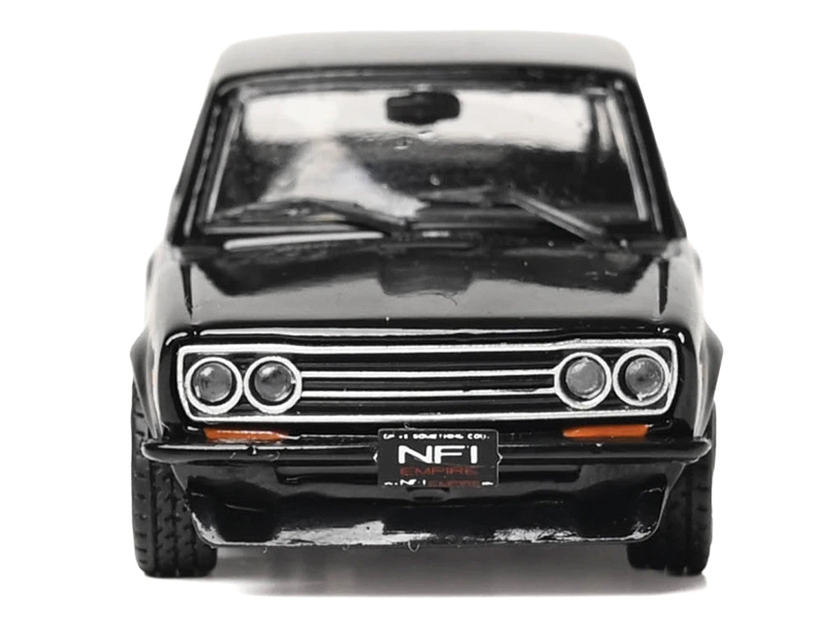 1971 Datsun 510 Black with Silver Stripes 1/64 Diecast Model Car by IXO Models