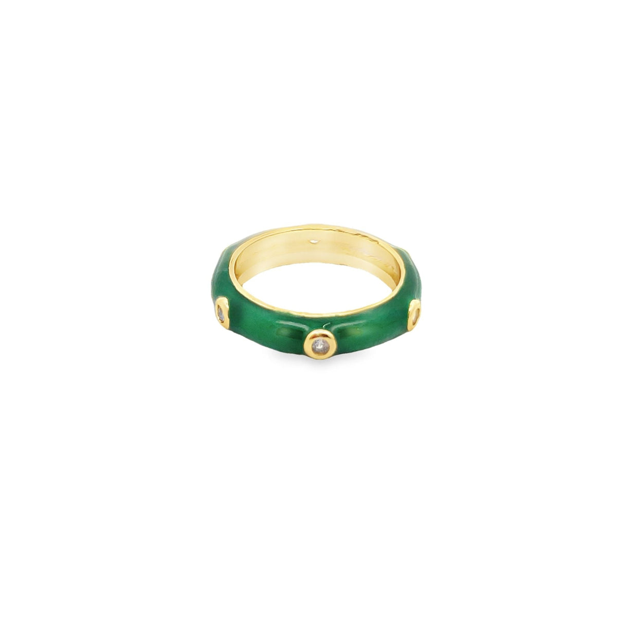 Enamel Ring With CZ Stones (D48)