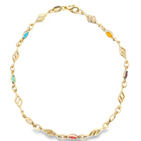 Multicolor CZ Stone Angel Wing Charm Choker (G78A/E249/I124A)