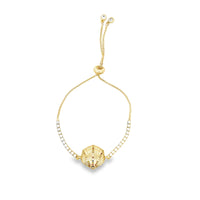 18K Gold Filled Adjustable Box Chain Bracelet With Clear and Multicolor CZ Stones And A Sea Shell Charm (I141)