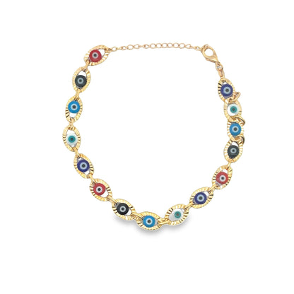 Large Multi Color Evil Eye Bracelet (I208)