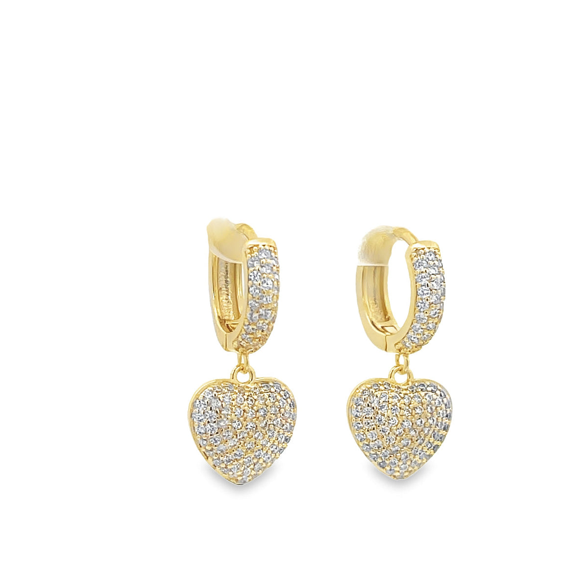 Dangle CZ Heart Huggies Earrings (L228)