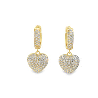 Dangle CZ Heart Huggies Earrings (L228)