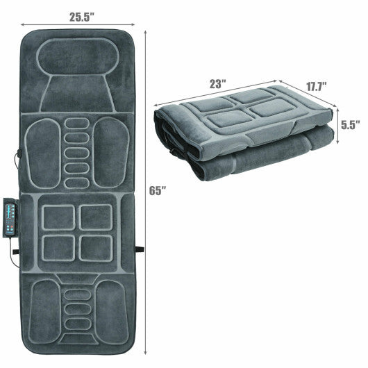 Costway Foldable Massage Mat Full Body Massager with Heat & 10 Vibration Motors