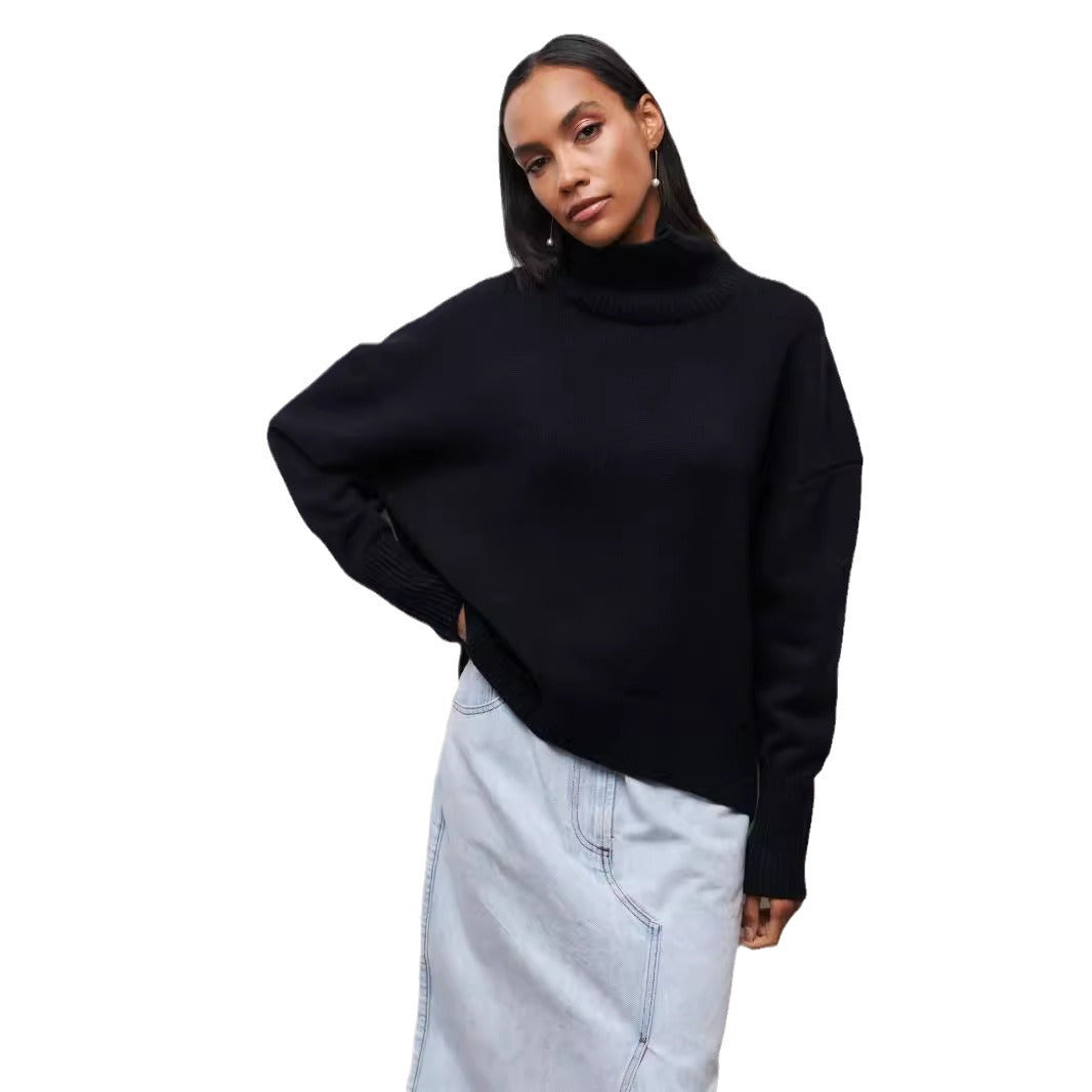 Winter Turtleneck Sweater Ins Solid Color Long Sleeve Pullover Top Women's Clothing
