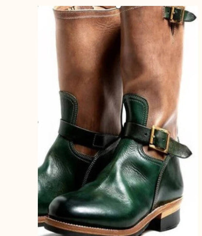 Low Heeled Autumn And Winter Round Toe Mid Tube Men's Boots