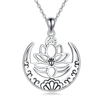Lotus Flower Symbol Yoga Necklace Sterling Silver Sanskrit Symbol  Balancing Jewelry