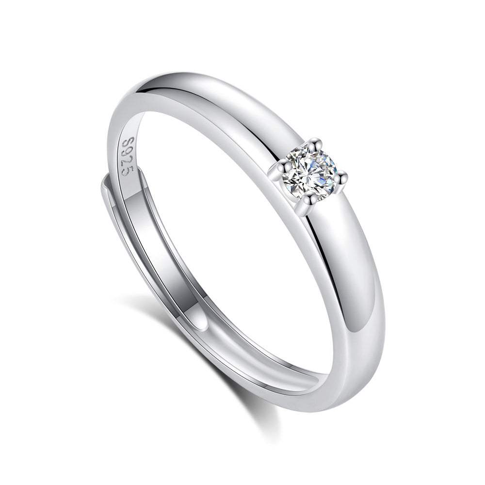S925 Silver Adjustable Ring For Couples