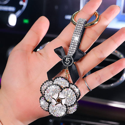 Camellia Diamond Pendant For Car Key Chain
