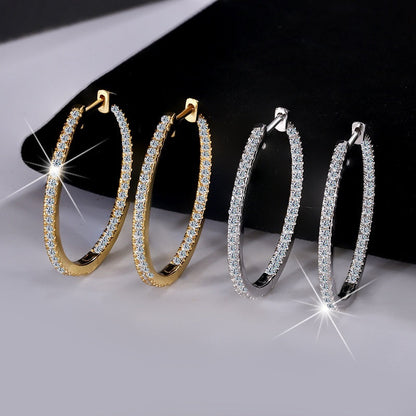 New Women's Circle Large Earrings S925 Sterling Silver