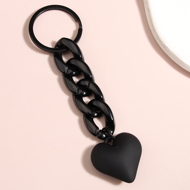 Black Blue Chain Love Heart Xiaohongshu Car Key Ring Hanging Ornaments