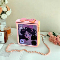 Cute Bow Hand Bracelet Hinge Case for Xiaomi MIX Flip - Stylish Protective Cover with Secure Chain Grip for MIX Flip Phones