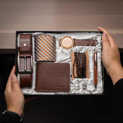 Father's Day Watch Belt Wallet Tie Cuff Men's Gift Set