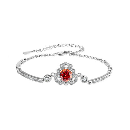 S925 Silver Moissanite Rose Bracelet