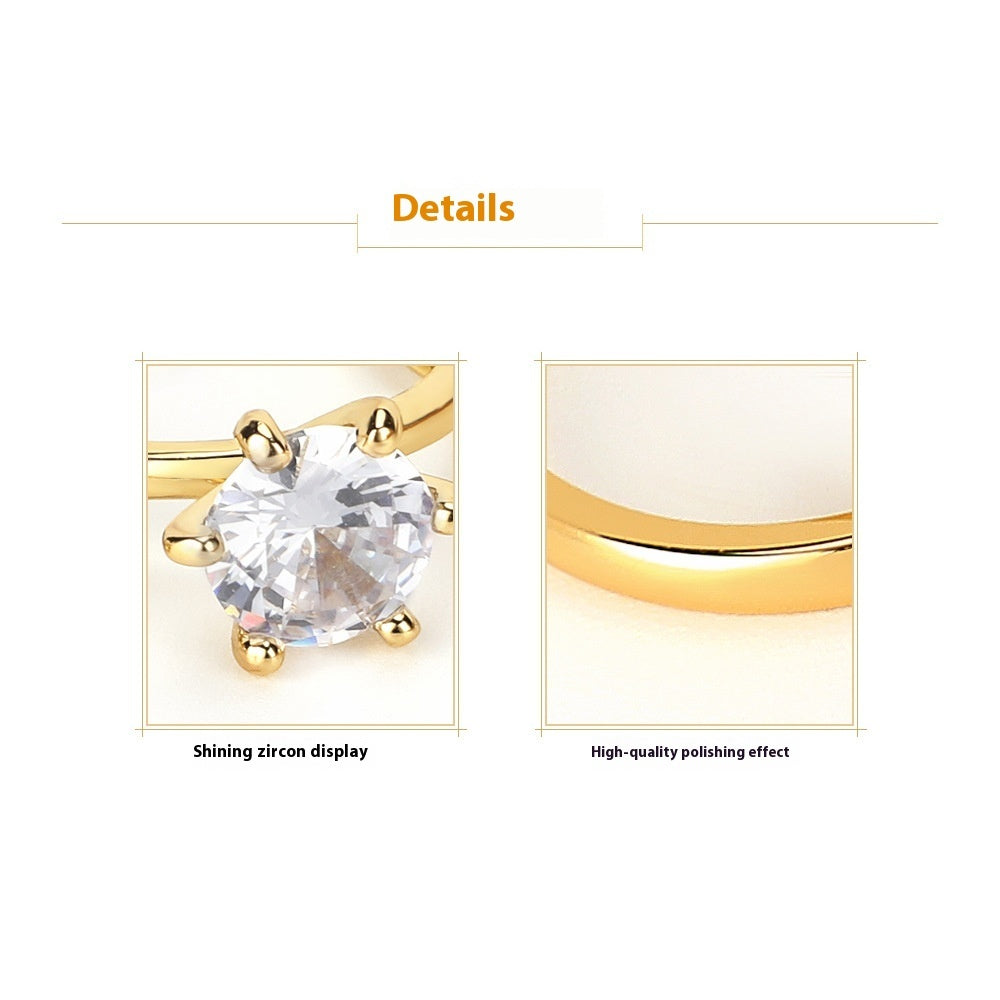 Diamond Ins Fashion Personality European And American Zircon Non-fading Ring