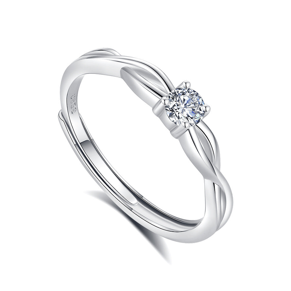 S925 Silver Adjustable Ring For Couples
