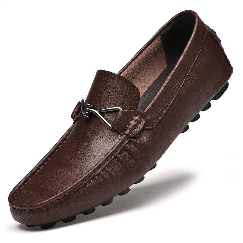 Summer New Leather Shoes Cowhide Gommino Increased 6CM Leisure