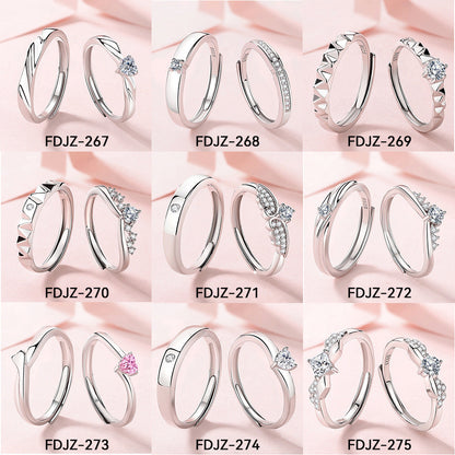 S925 Silver Adjustable Ring For Couples