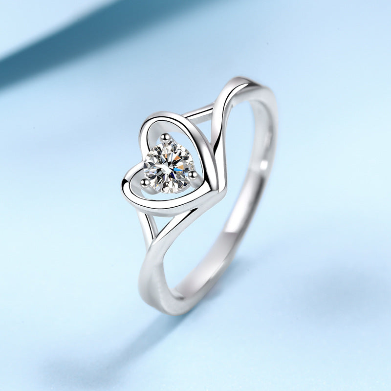 S925 Silver Ring Female Moissanite