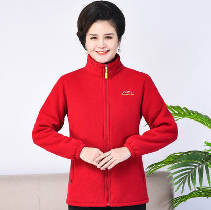 Middle-aged And Elderly Thickened Fleece Hooded Sweatshirt