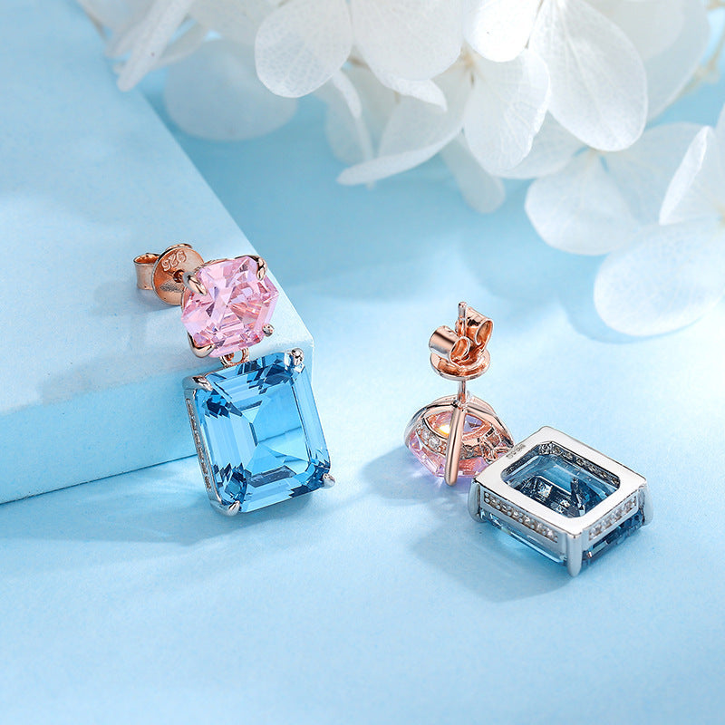 S925 Silver Pagoda Sapphire Earrings