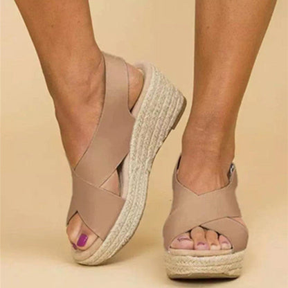 European And American Large Size Wedge Heel Women's Summer New Hemp Rope Platform Sandals And Slippers