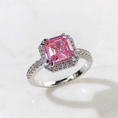 Women's Classic Super Shiny Square Diamond Princess Ring