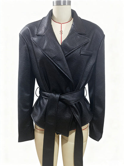 Women's Motorcycle Cool Strapped Temperament Leather Jacket