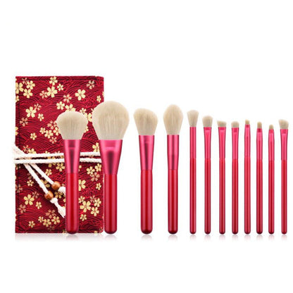 12-Piece Ruby Red Makeup Brush Set
