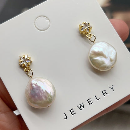 Classic Double Bead Baroque Stud Earrings
