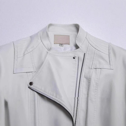 New Women's Leather Top Coat European And American Fashion Motorcycle Slim Fit Short Leather Jacket Jacket Zipper One Generation