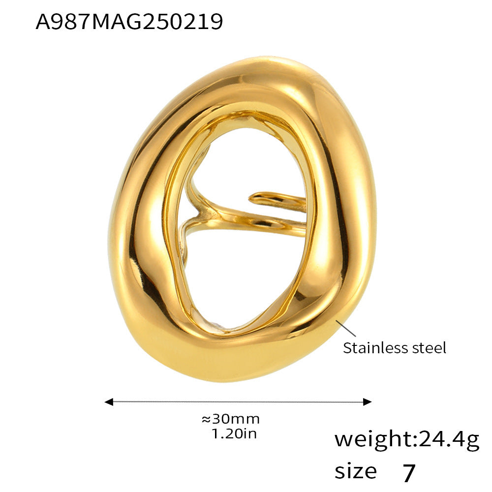 Titanium Steel Minimalist Irregular Fashion All-Match Ring